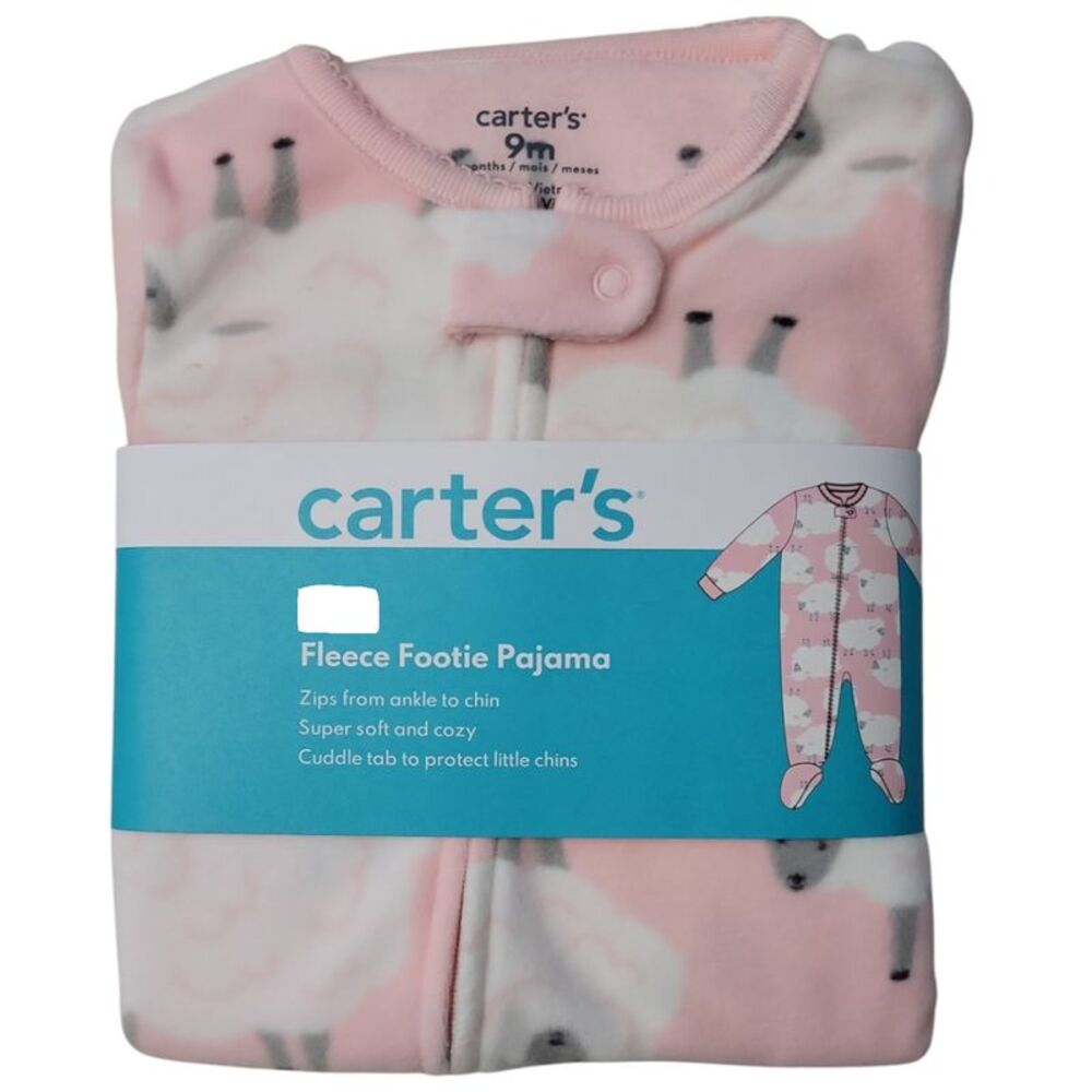 Pink Sheep - Carter's Girls Warm Fleece Zipper Closure Long Sleeves Footie Pajam